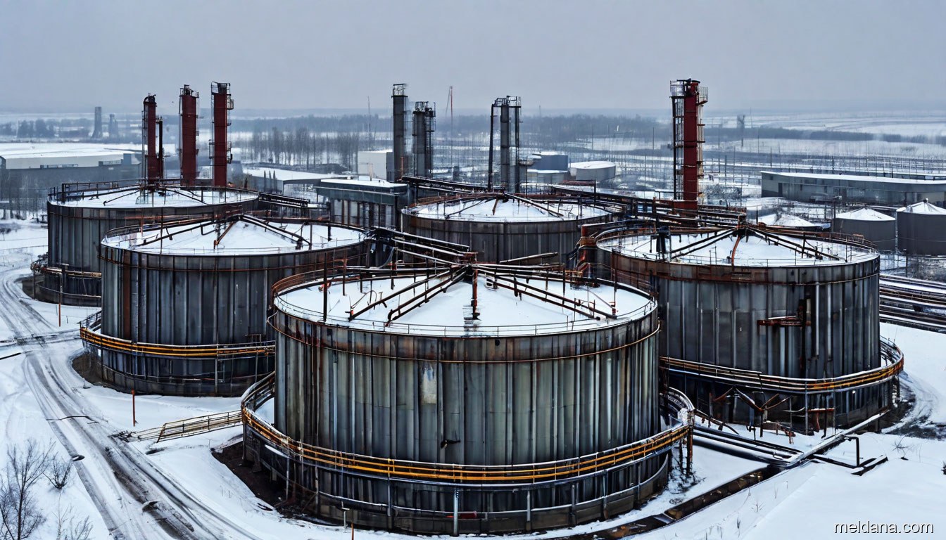 Защитная сетчатая конструкция ЗАСЛОН над резервуаром РВС-50000 на нефтебазе
